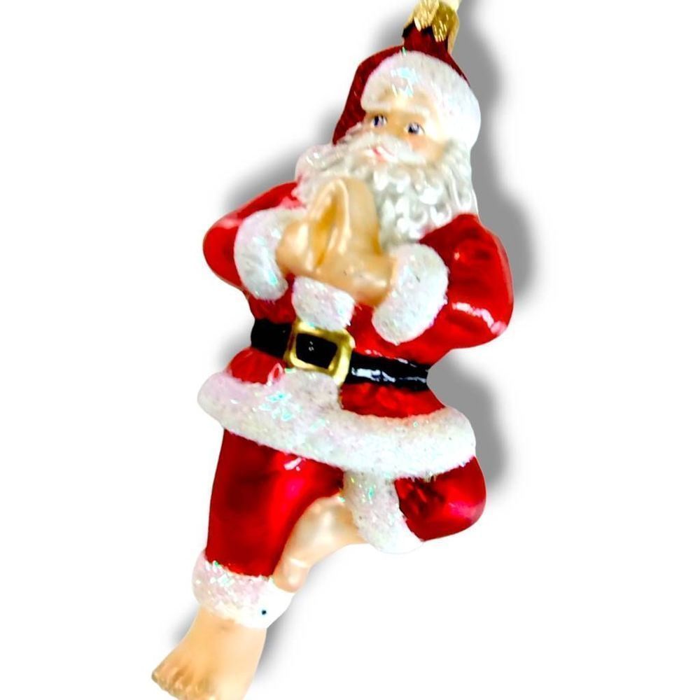 Neiman Marcus Christmas Ornament Santa Yoga Namaste Glass Collectible‎ 2022 NEW